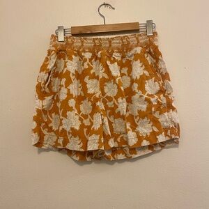 Briggs New York High Waist linen Orange Floral Shorts